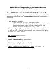 HW4 Pdf EECS 320 Introduction To Semiconductor Devices Problem Set