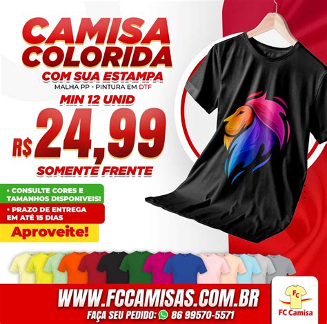 Camisa Colorida Somente Frente Pintura Em Dtf Malha Pp