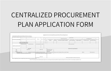 Centralized Procurement Plan Application Form Excel Template And Google