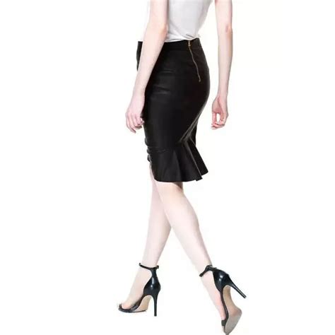 Buy Hot Selling Pu Leather Skirt Knee Length Skirts