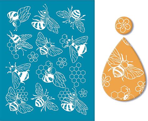 Olycraft Clay Stencils Bees Pattern Non Adhesive Silk Screen Printing