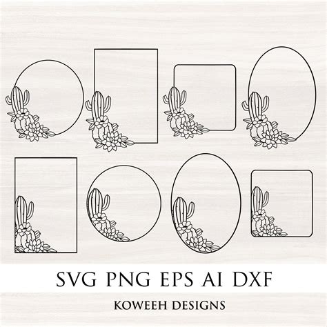 Cactus Frame Svg Floral Hexagon Frame Svg Succulent Frame Svg Floral