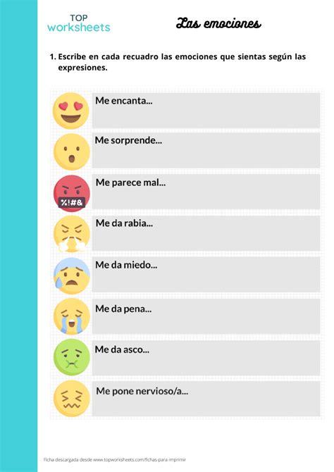 Ficha Para Imprimir Mis Emociones Página 1 Topworksheets