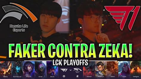 Faker Y T1 Comienzan Los Playoffs T1 Vs Hle Resumen Completo Lck