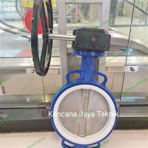 Jual G1 Butterfly Valve Cast Iron Seat Ptfe Teflon 6 Inch Dn150 Gear Box Shopee Indonesia