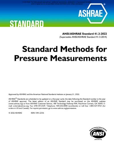 ANSI ASHRAE 41 3 2022 Standard Methods For Pressure Measurements