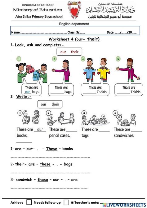 Possessives Our Their ESL Worksheet By Maryak Worksheets Library