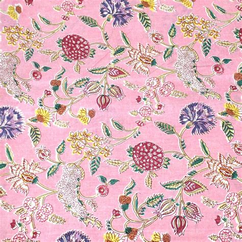 Pink Floral Cotton Fabric Lightweight Dressmaking Fabric Etsy