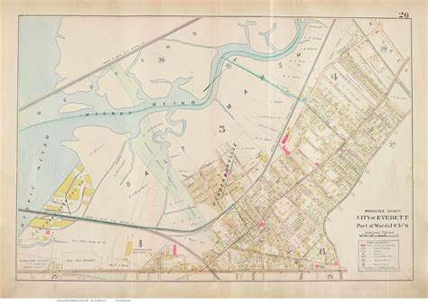 Plate 26 Everett Parts Of Wards 1 4 5 And 6 1900 Old Street Map Reprint Middlesex Co