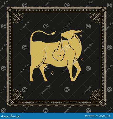 Taurus Zodiac Mythology Antique Astrology Lunar Calendar Line Art Deco Vintage Card Design