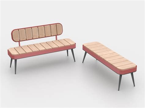 Retr Steel And Wood Bench With Back By Viscio Urban Design