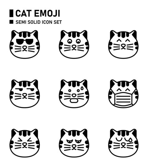 Cat emoji semi solid icon set. 5949655 Vector Art at Vecteezy