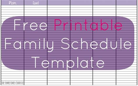 The family schedule-free printable template