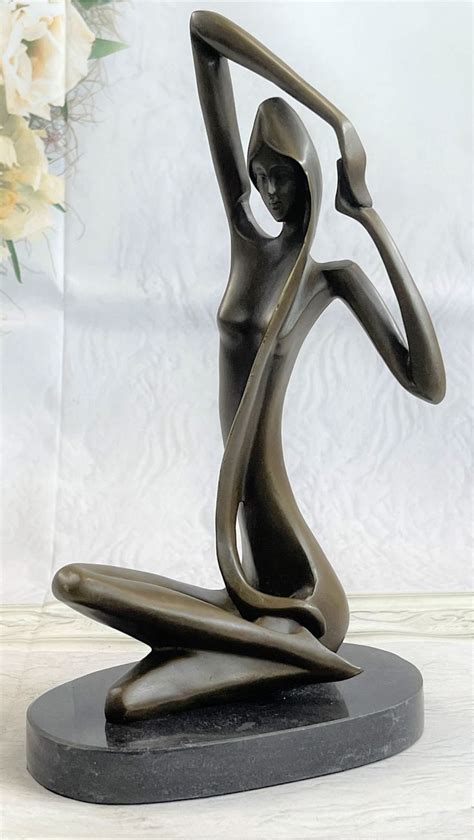 Signed Original Abstract Modern Art Nude Woman Stretches Her Limbs Bro