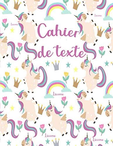 Cahier de texte licorne pour la rentrée des classes thème licorne