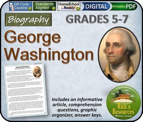 George Washington Biography Reading Comprehension Rick S Resources