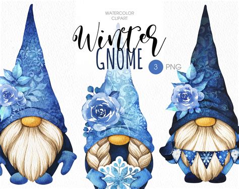 Winter Gnomes Png Clipart Cute Holiday Gnome Watercolor Etsy Canada