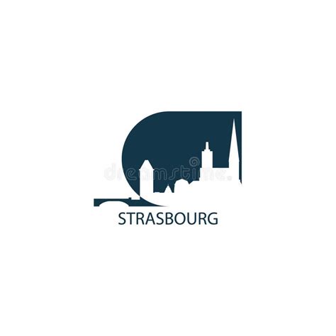 Strasbourg City Skyline Silhouette Vector Logo Illustration Stock