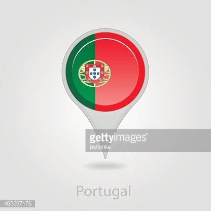 Portugal Flag Pin Map Icon Vector Illustration Stock Clipart Royalty