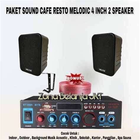 Jual Jual Paket Sound System Audio Cafe Resto Melodic 4 Inch 2 Speaker