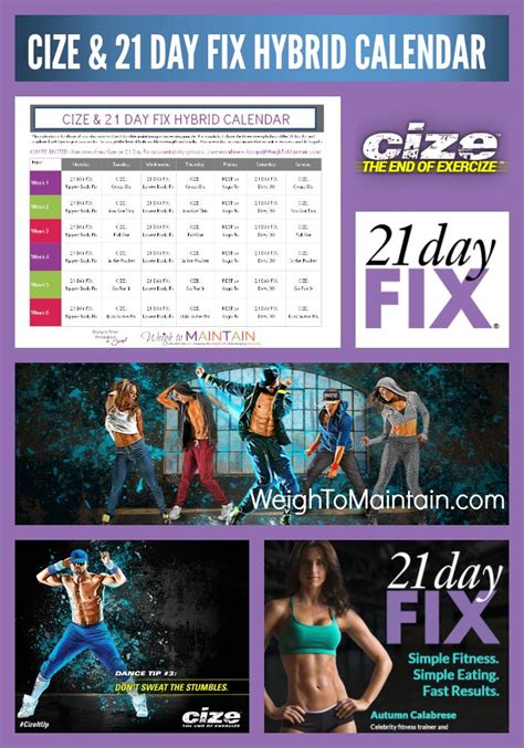 Cize And 21 Day Fix Hybrid Workout Calendar Free Printable — Plan A Healthy Life