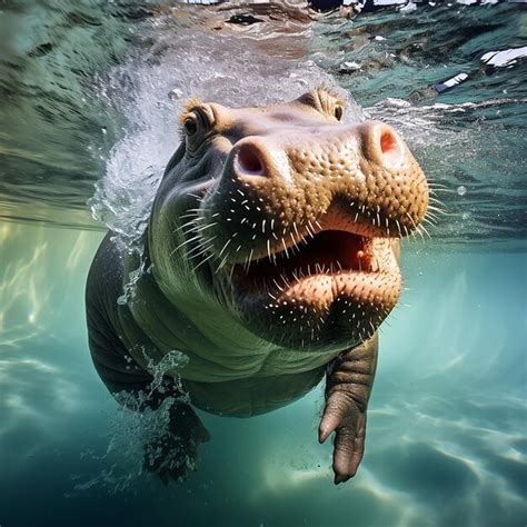 Premium Photo Hippopotamus Playing In The Water