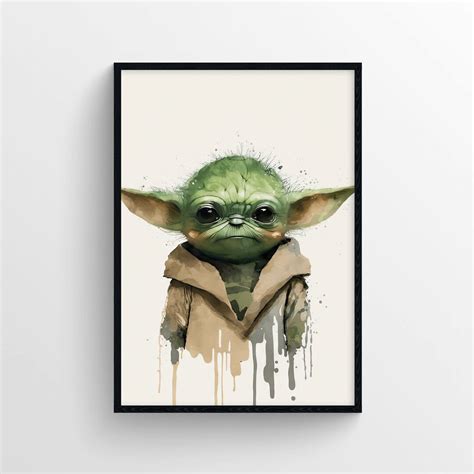 Grogu Poster Child Watercolour Art Nursery Wall Decor - Etsy