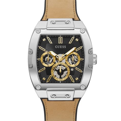 Guess Men S Watch Black And Gold Tone Square Multifunction Watch