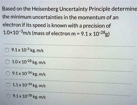 Solved Based On The Heisenberg Uncertainty Principle Determine The