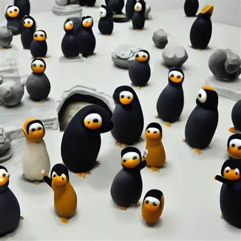 Pingu Pingi Pingg And Robby Visit An Art Gallery Stable Diffusion