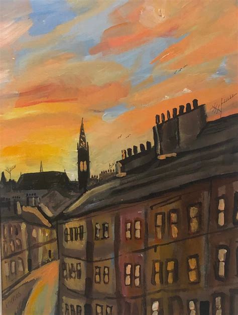 Glasgow Art Sunset On Chancellor Street Partick Prints Of The Etsy