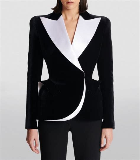 Womens Balmain Black Velvet Structured Tuxedo Jacket Harrods UK