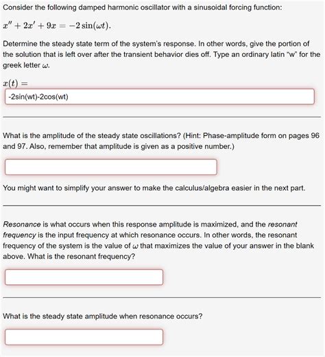Solved Consider the following damped harmonic oscillator | Chegg.com