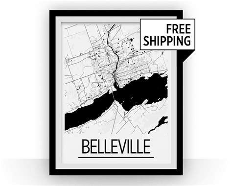 Belleville Ontario Map Poster Ontario Map Print Art Deco Series - Etsy