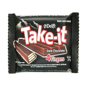 Jual S69334 COKLAT WAFER DELFI TAKE IT 4 FINGERS DARK CHOCO 32GR