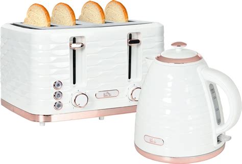 Homcom Kettle And Toaster Sets 3000w 1 7l Rapid Boil Kettle And 4 Slice Toaster With 7 Browning