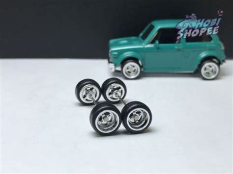 R319 Hot Wheels 1 64 Real Riders Donut 4 Spoke Chrome 8mm Long Rubber Wheels EBay