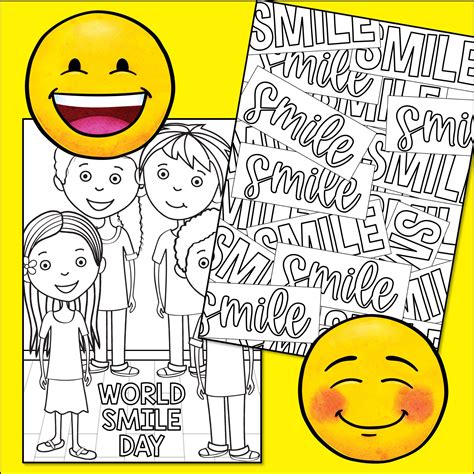 World Smile Day Coloring Pages Printable PDF Coloring Sheets Smiling