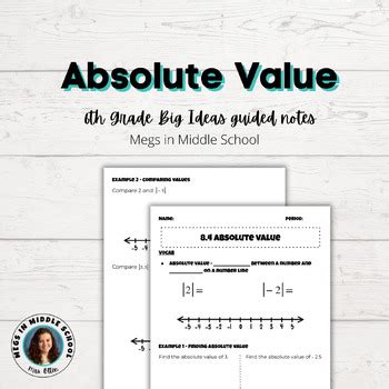 BIG IDEAS Math 6th Grade 8 4 Absolute Value Guided Notes TPT