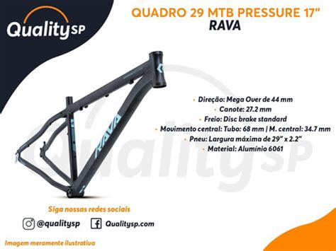 Quadro Rava New Pressure 2021 17 Preto azul Mtb 29 Alumínio