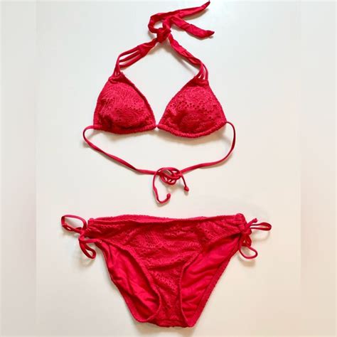 Mossimo Supply Co Swim Mossimo Womens Red Lace String Bikini Poshmark