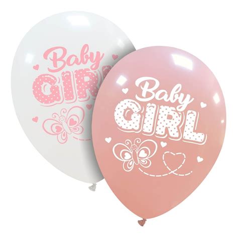 Palloncini Baby Girl Con Farfalla Pezzi Lattice