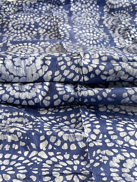 Yards Batik Brocade Handmade Nigerian Adire Blue And Etsy