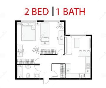 Two Bedroom Apartment Floor Plan. Stock Vector - Illustration of ...