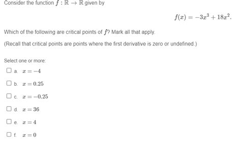 Solved Consider The Function F ℝ→ℝ Given By Fx 3 X318 X2