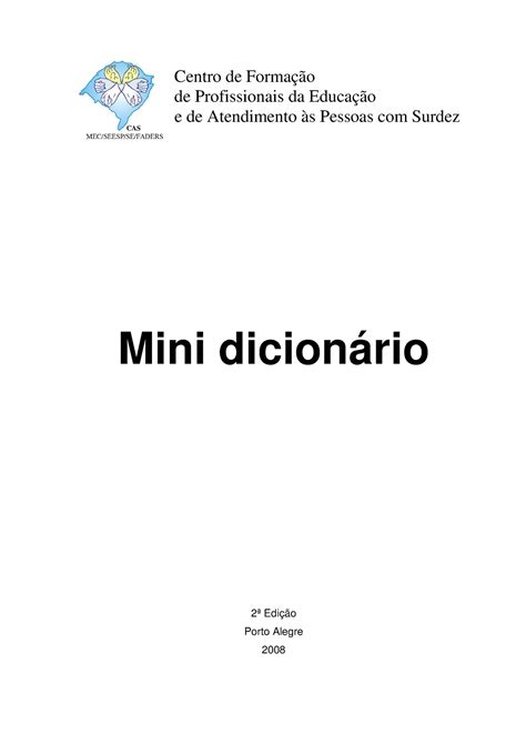 Mini Dicionario De Libras Mini Dicion Rio Edi O Porto Alegre