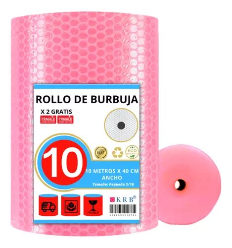 Plastico Rollo Burbuja Poliburbuja Rosa Empaque 10m X 40cm