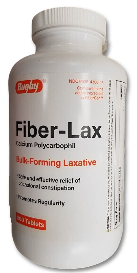 Rugby Fiber Lax 625 Mg Bulk Forming Laxative Tablets 500ct Ebay