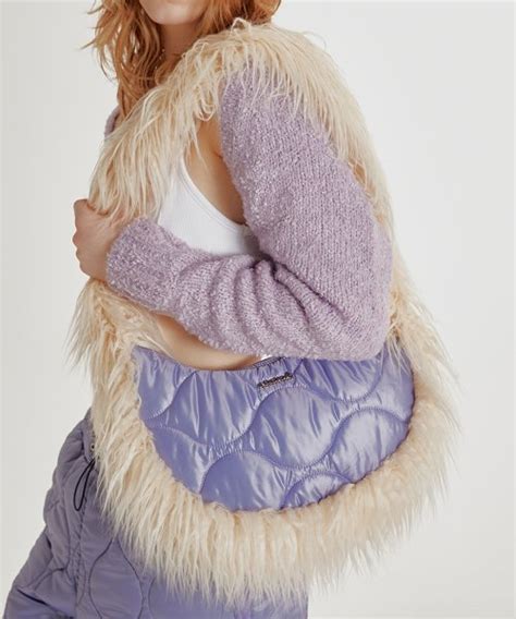 MUSINSA CRANK Padded Fur Shoulder Bag Purple