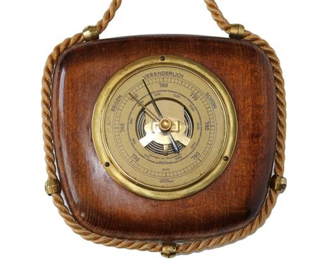 Maritime Barometer Wood Brass FISHER Atmospheric Etsy